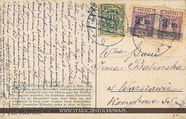 Karta pocztowa z 1921 roku, Warszawa x
