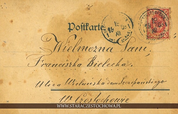 Niemiecka karta pocztowa z 1903 roku, ul. Wieluńska