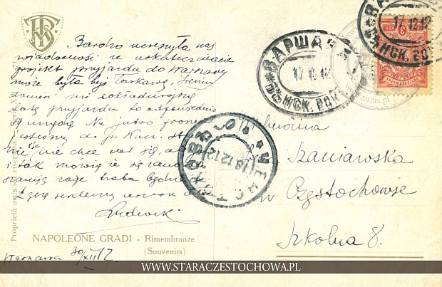 Włoska karta pocztowa, 1912 rok