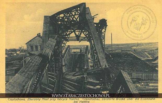 Zburzony most przy fabryce Hantke