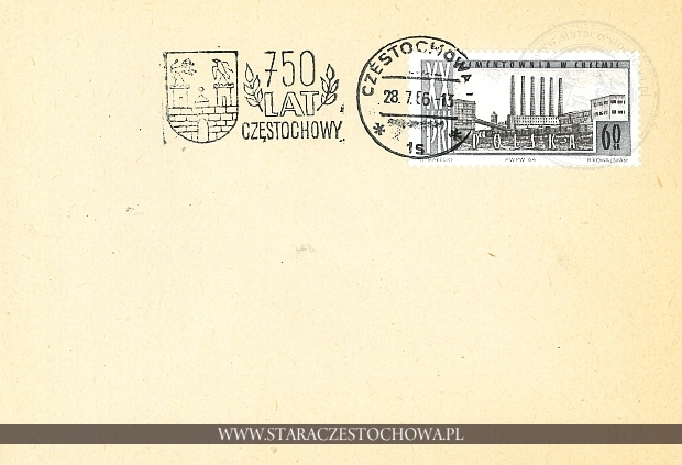 Koperta pocztowa, 750 lat Częstochowy