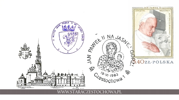 Koperta pocztowa, Jan Paweł II na Jasnej Górze