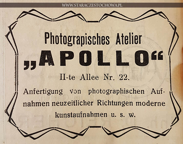 Studio fotograficzne Apollo, reklama