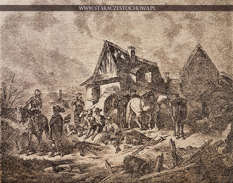 Szwedzi obozujący na zgliszczach Częstochowy 1655 roku