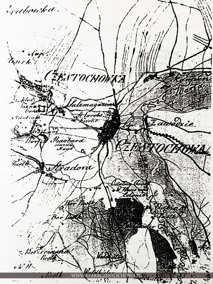 Mapa Częstochowy i okolic &#8211; David Gilly, pomiary w roku 1793