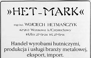 Reklama firmy HET-MARK