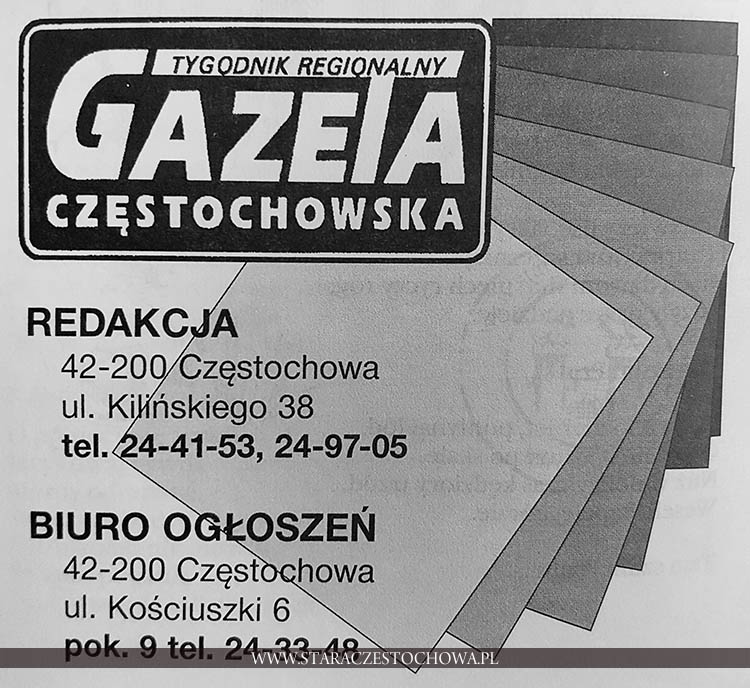 Reklama tygodnika regionalnego Gazety Częstochowskiej 