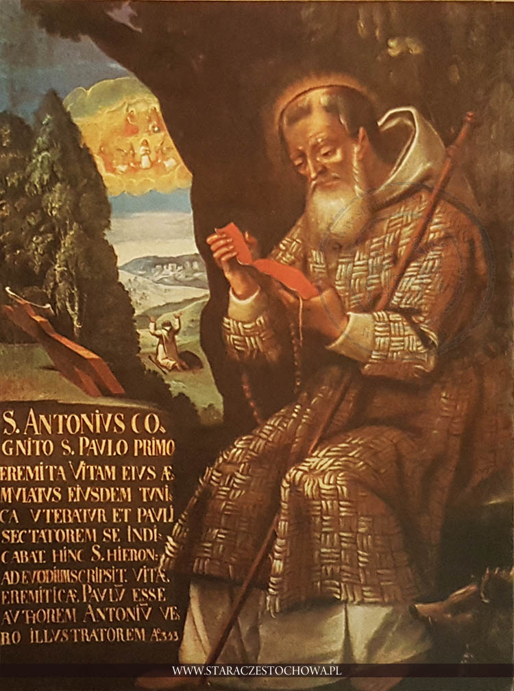 Barokowy obraz przedstawiający św. Antoniego Pierwszego Pustelnika