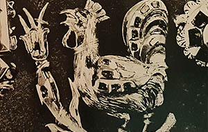 Kogut, zawieszenie z sukni