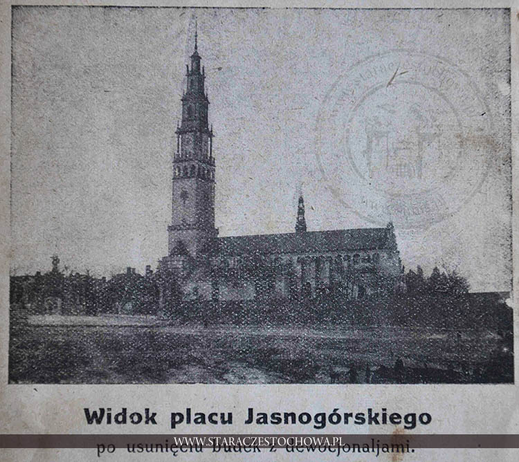 Widok placu Jasnogórskiego po usunięciu budek z dewocjonaliami