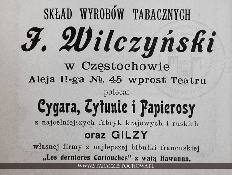 Reklama składu wyrobów tabacznych I. Wilczyński