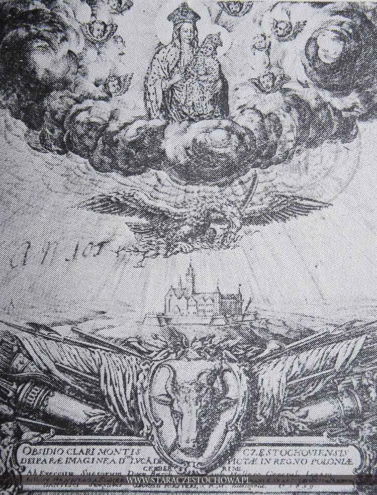 Okładka I wydania (1659) dzieła Stanisława Kobierzyckiego o obronie Jasnej Góry