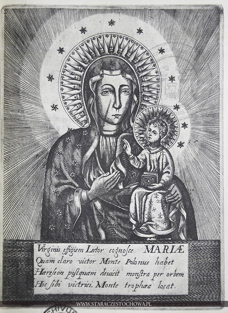 Sztych miedzioryt obrazu Matki Boskiej Częstochowskiej