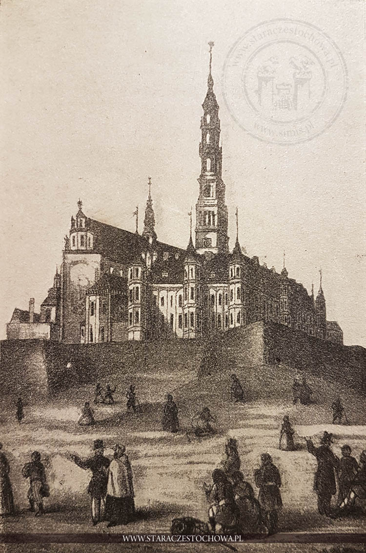 Widok kościoła i klasztoru Jasnogórskiego w r. 1840.