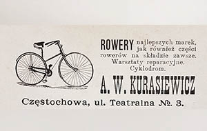Reklama składu rowerowego A.W. Kurasiewicza.